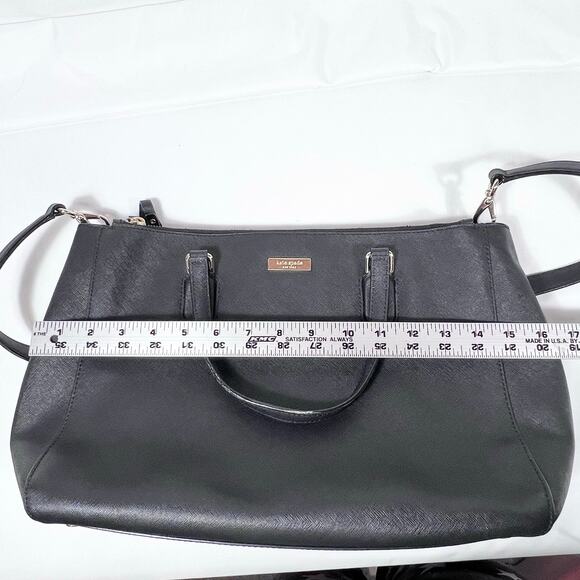 Kate Spade Large Top Handle Bag Black Leather Textured Lined Zip Button Closure - Picture 13 of 15